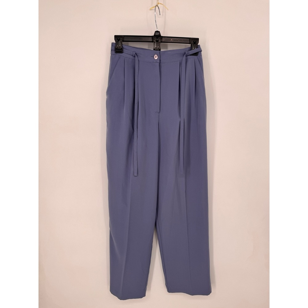Norton McNaughton Pants Women 6 Purple NWT High Rise Pleated Straight Leg Belted
